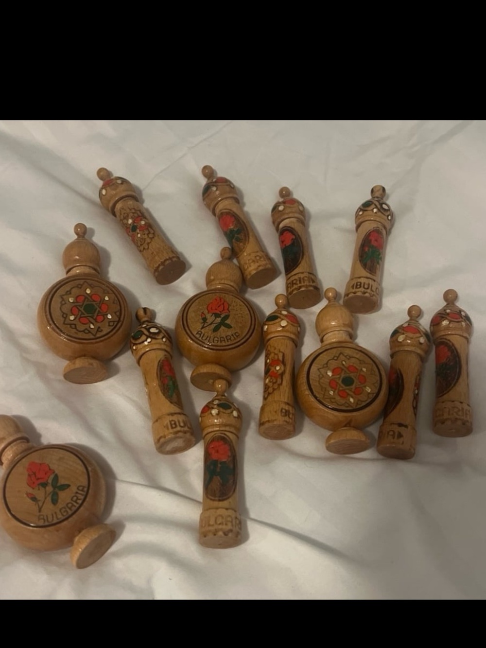 Bulgarian  Handpainted Wood Rose Home Accent Set